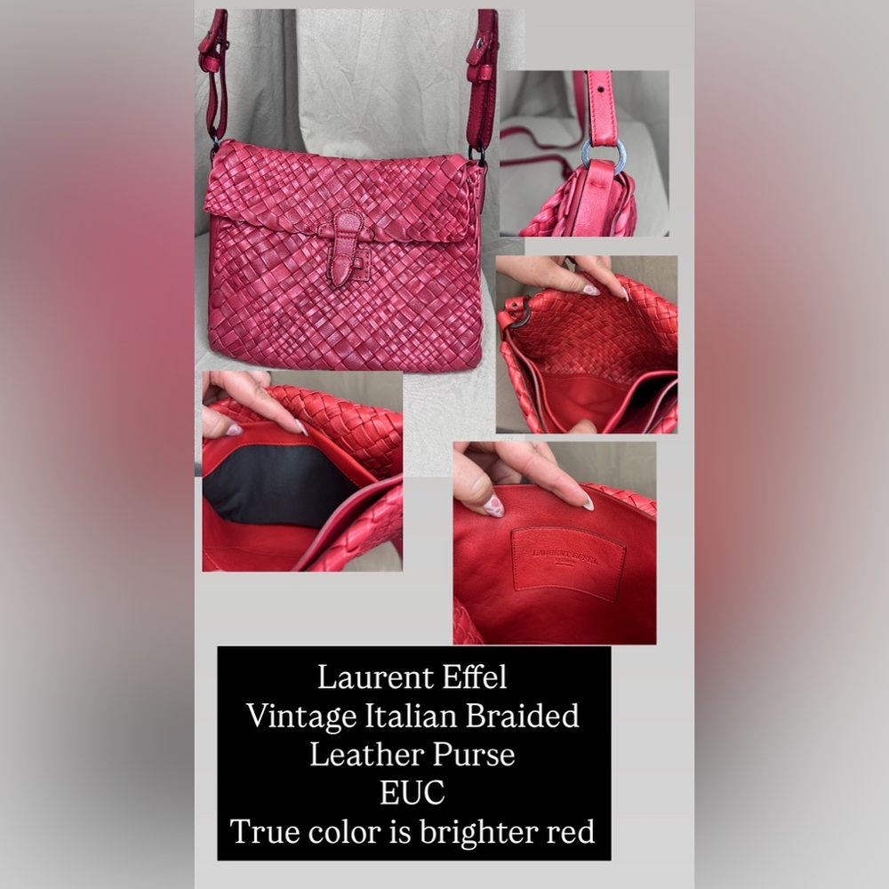 Laurent Effel Vintage Red Braided Leather Shoulder Bag